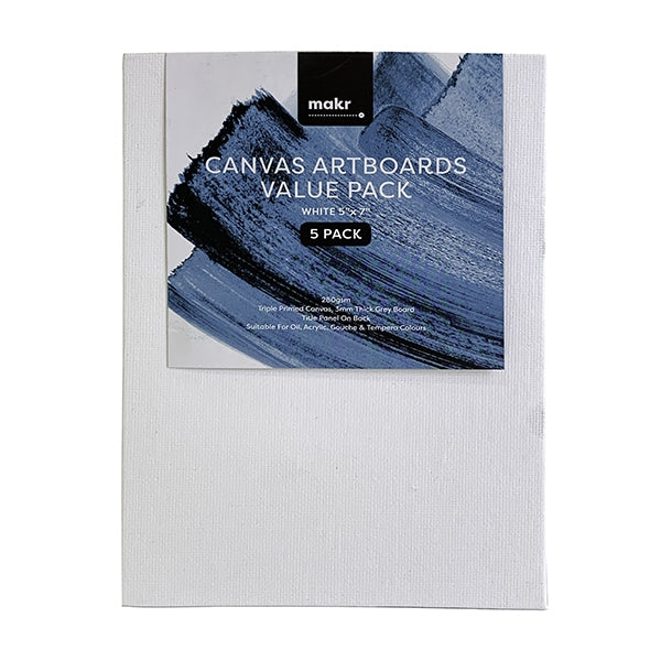 Makr Canvas Artboards Value Pack - 5x7in (12.5x17.5cm) - 5pk