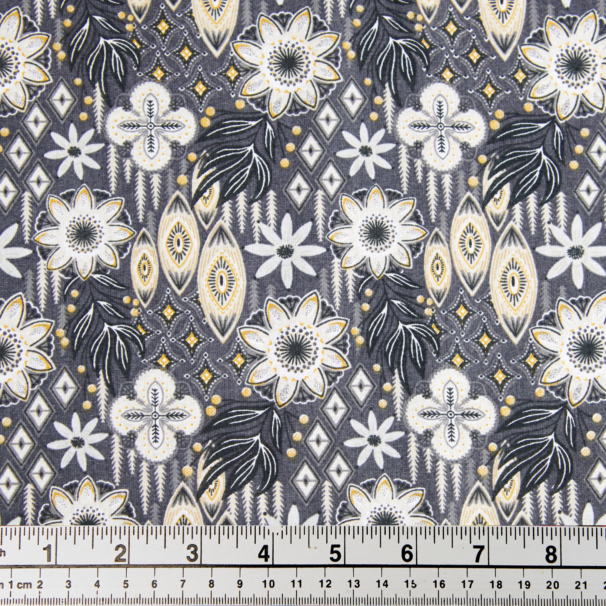 Craft Prints Fabric Stone Branch Grey Flowers Width 112cm Lincraft New Zealand