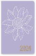 2024 Diary PU Floral with Col Edge, Light Purple- Slimline