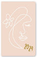 2024 Diary PU Floral with Col Edge, Light Pink- Slimline