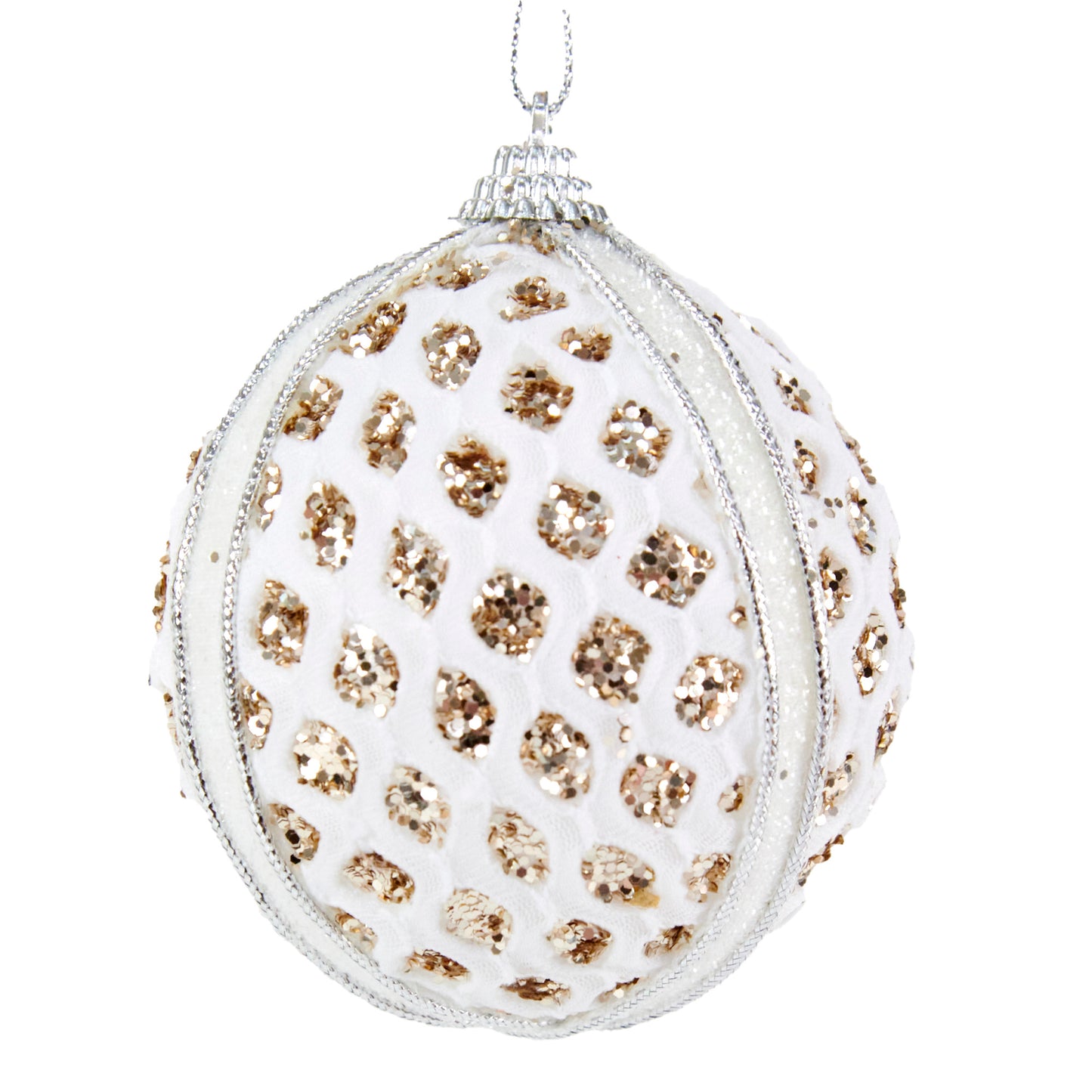 Christmas Ball Champagne, Honey Comb - 8cm