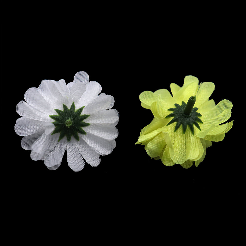 Crafty Bitz Flowers, White/Yellow- 6pk