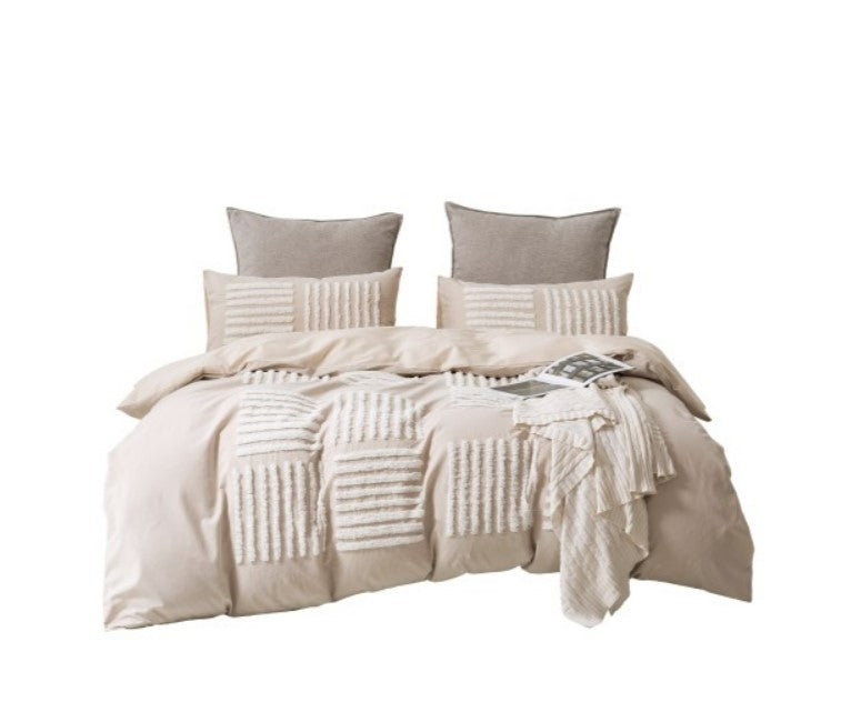 Dreamaker Tufted Washed Vintage Cotton Quilt Cover Set Lincraft New