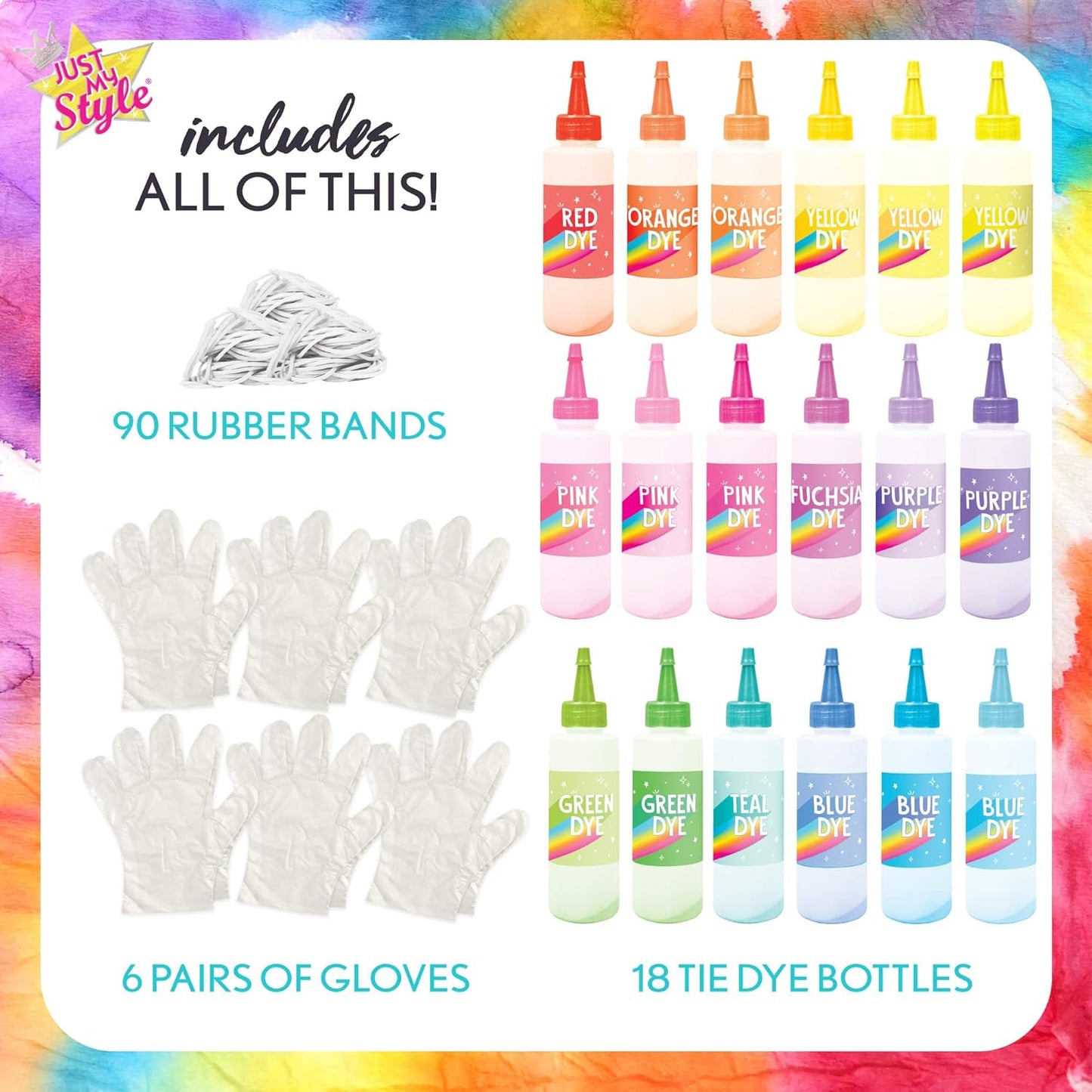 Just My Style Tie Dye Party Pack 18 Bottles