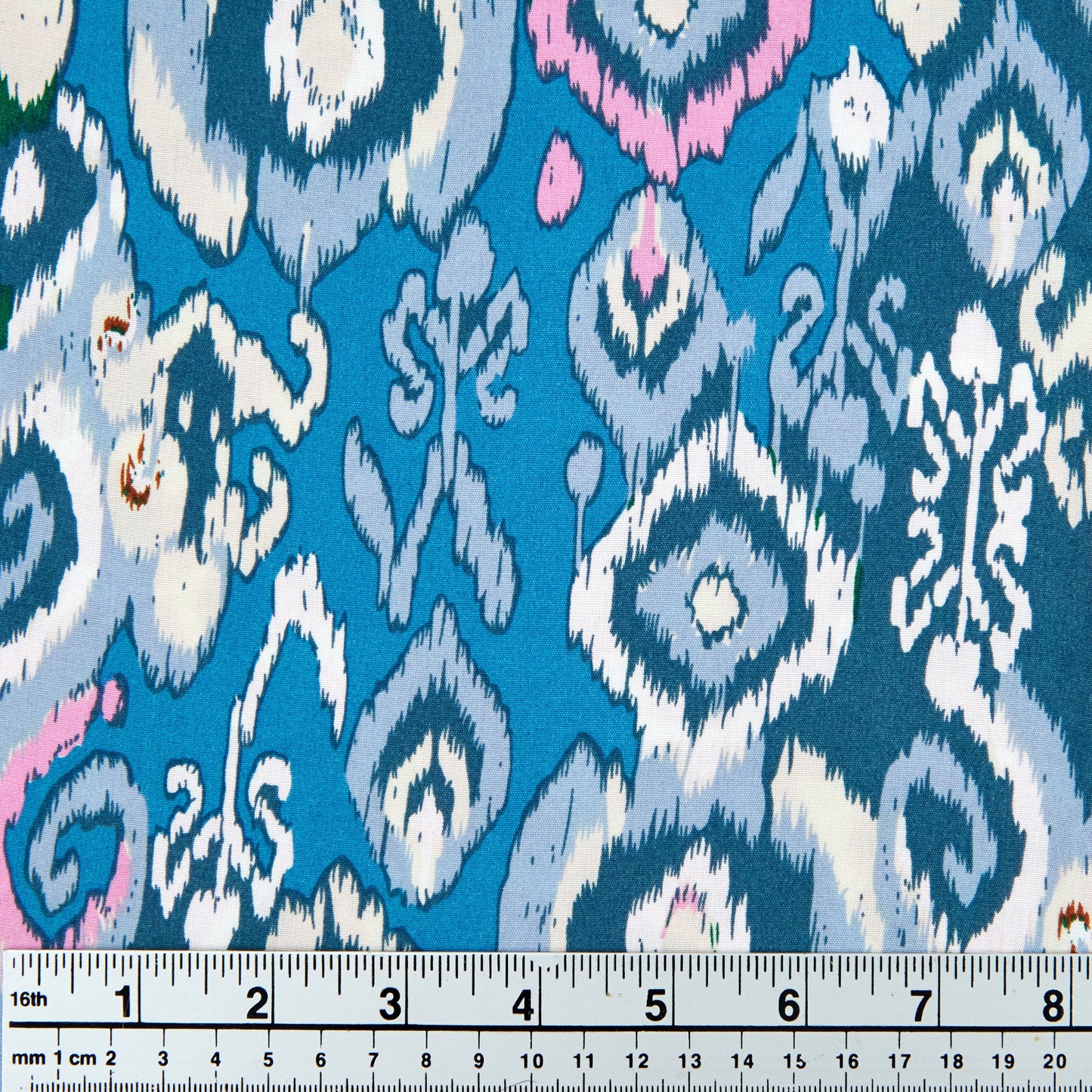Printed Rayon Fabric, Burgundy Blue Circles -Width 140cm