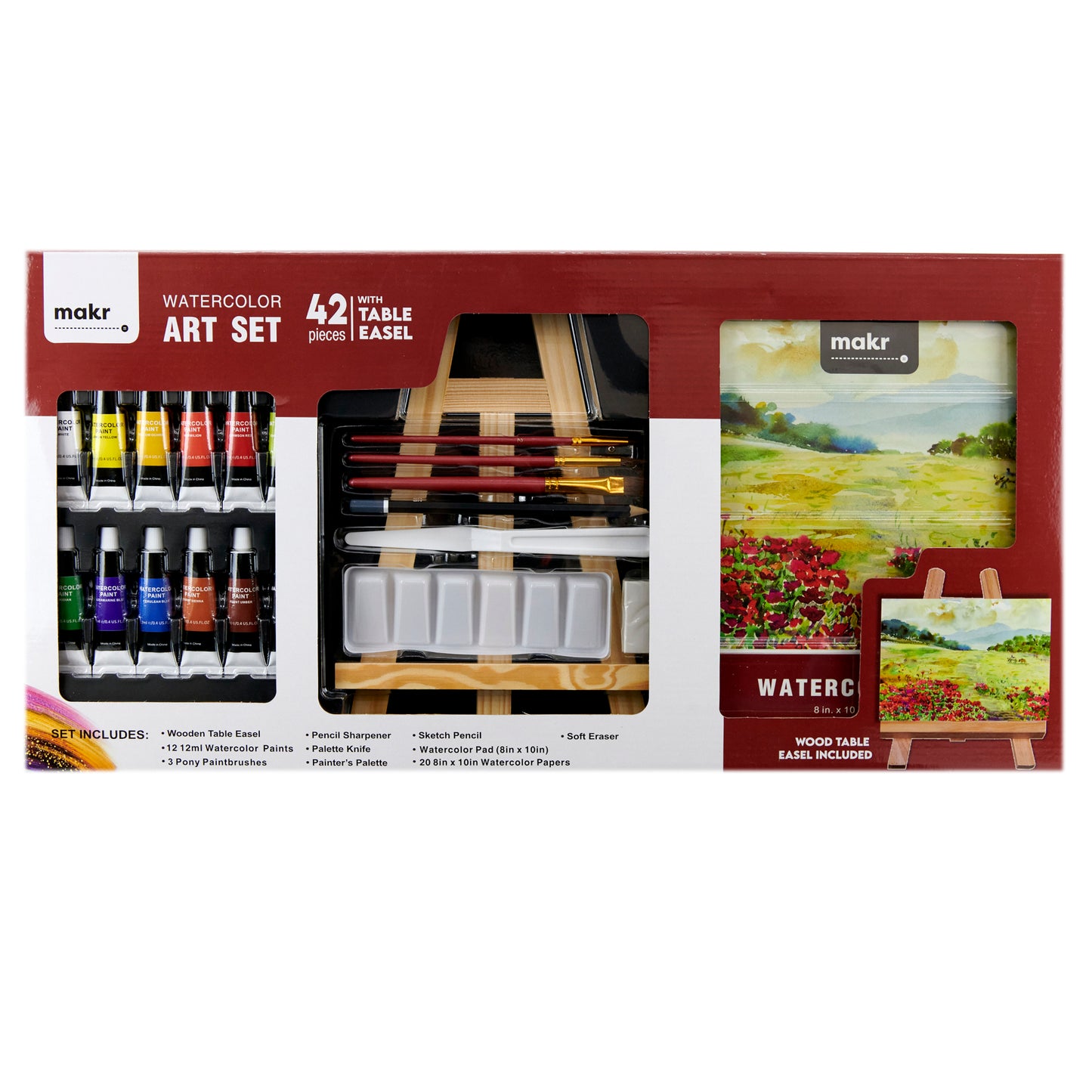 Makr Watercolour Art Set With Table Easel,42pce