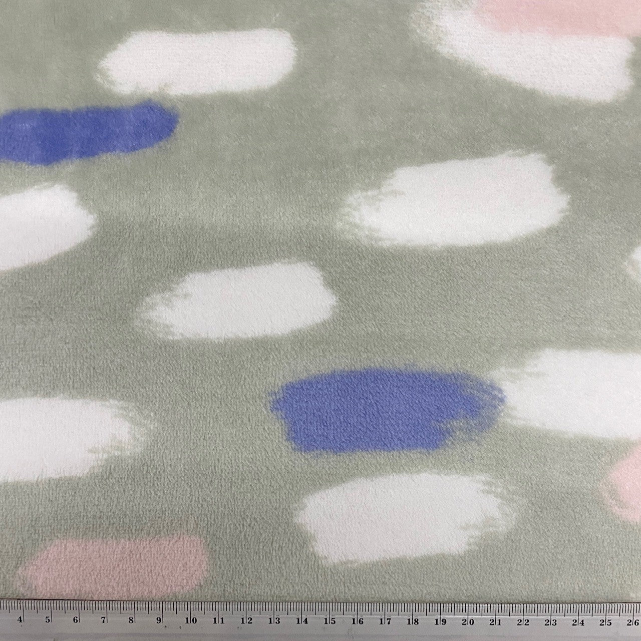 Printed Coral Fleece Fabric, Grey Scrawl -155cm