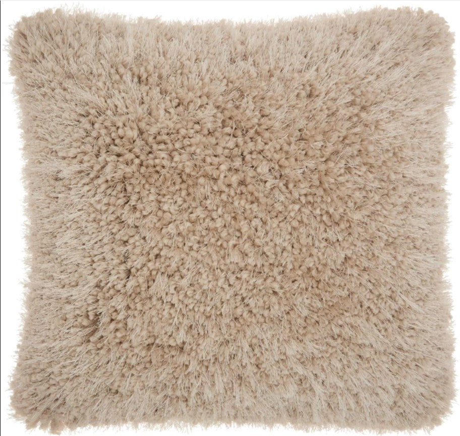 Mina Victory Shaggy Cushion, Beige- 50.8cmx50.8cm