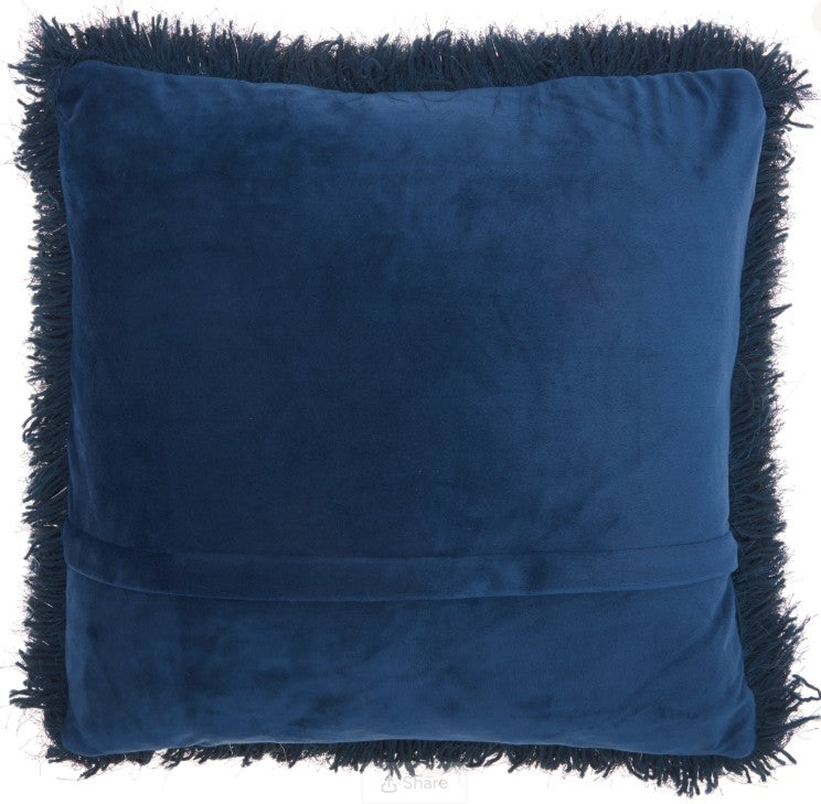 Mina Victory Shaggy Cushion, Navy- 50.8cmx50.8cm