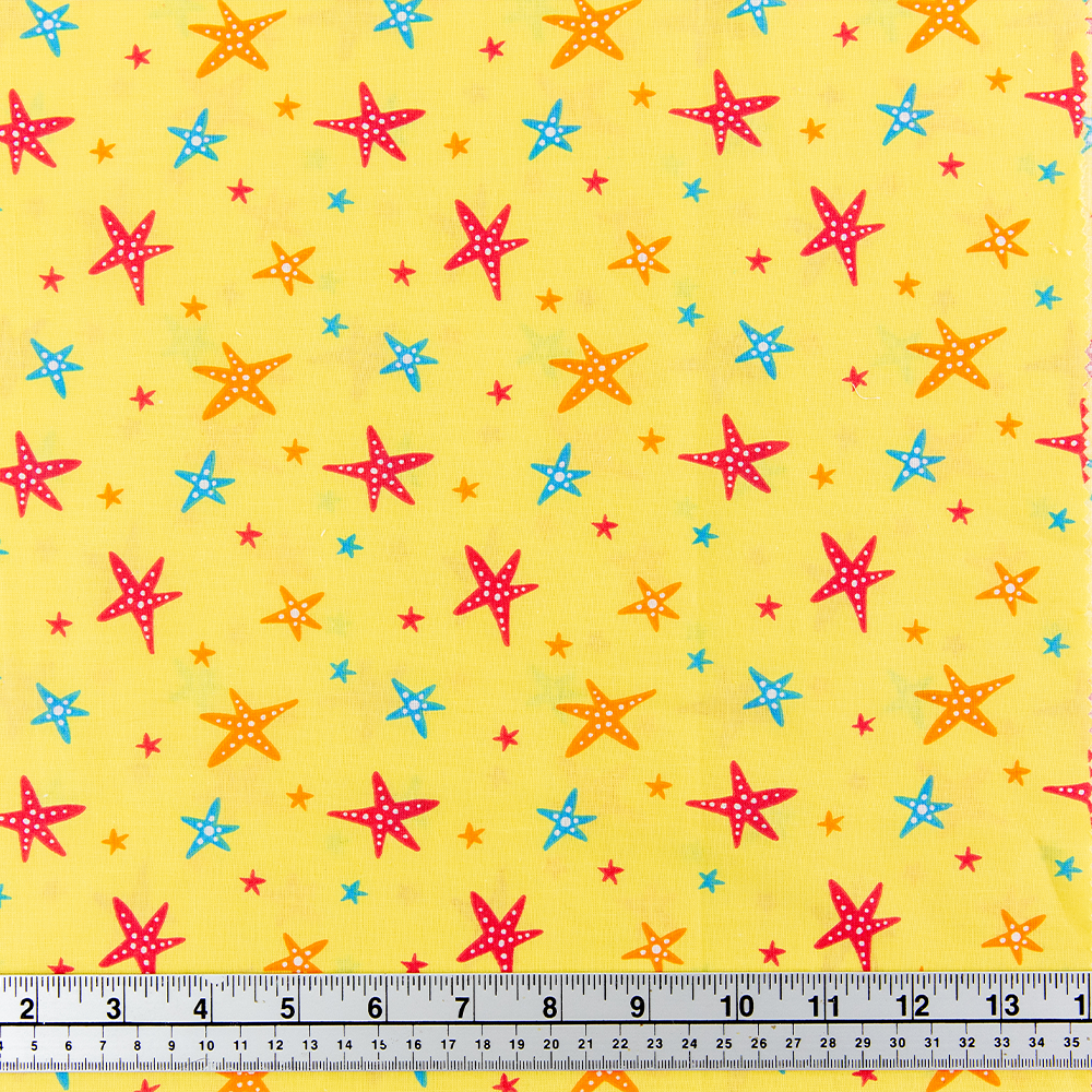 Print Craft & Quilting Fabric, Colorful Starfish- Width 112cm