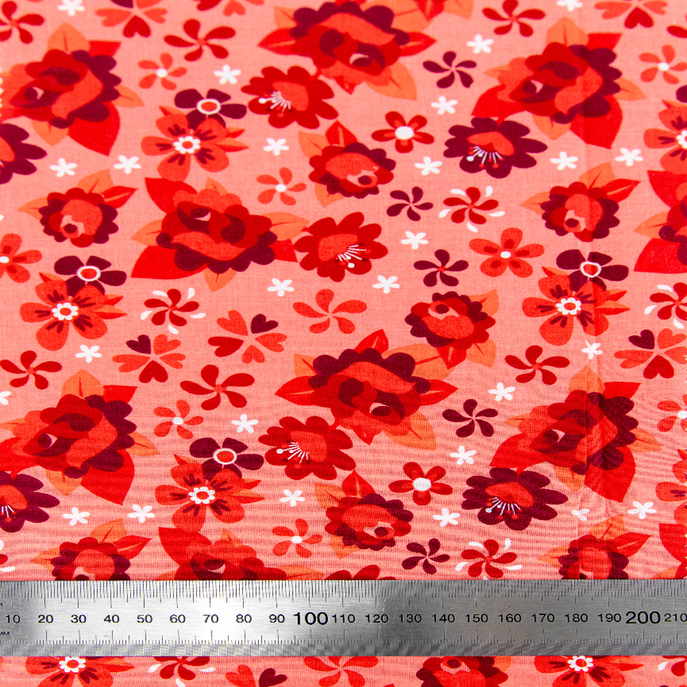 Print Craft & Quiltng Fabric, Blossoming Rose-Width 110cm