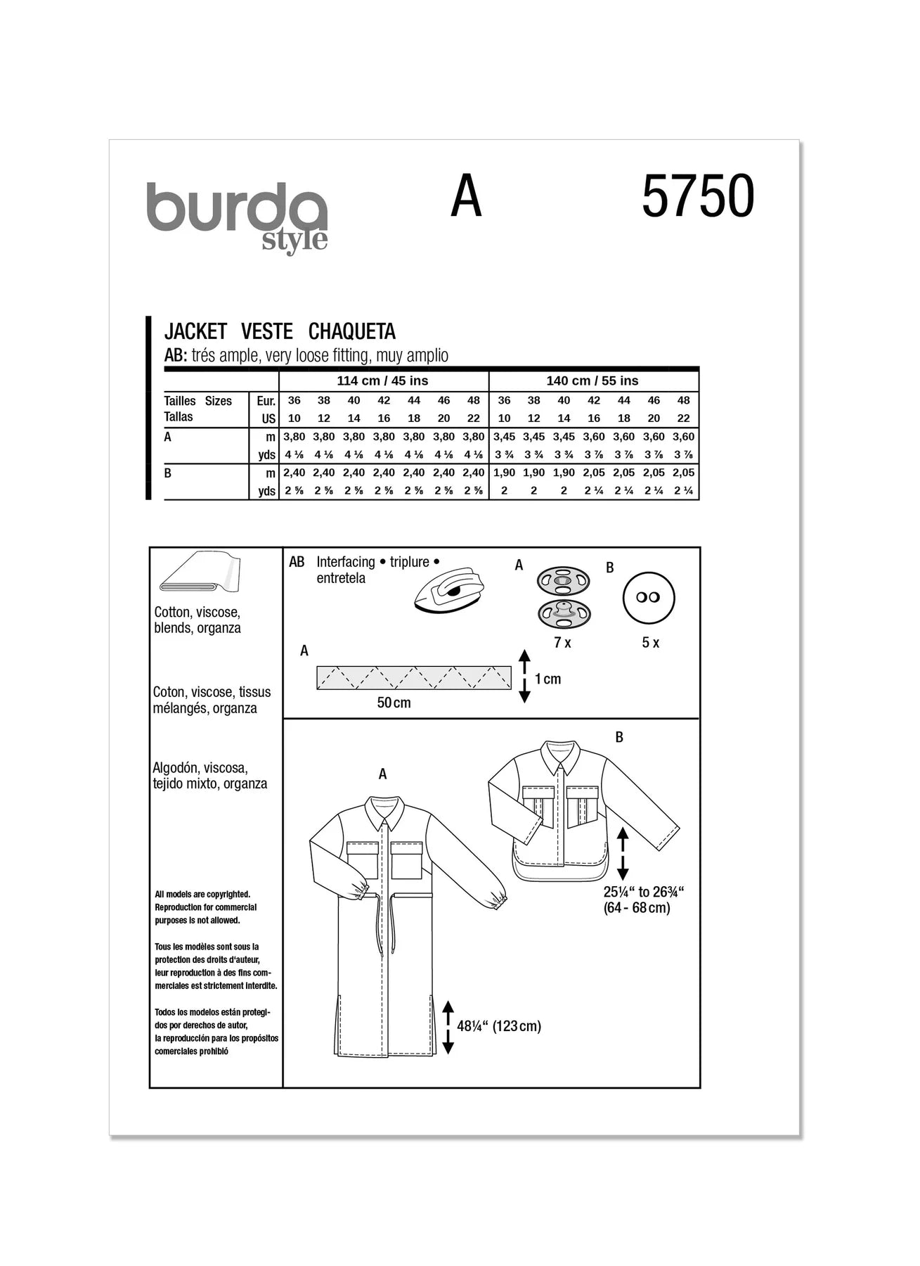 Burda Pattern 5750 Misses' Jacket