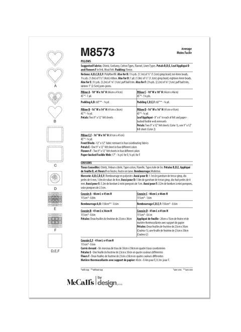 McCall's Pattern M8573 Pillow Home Decor
