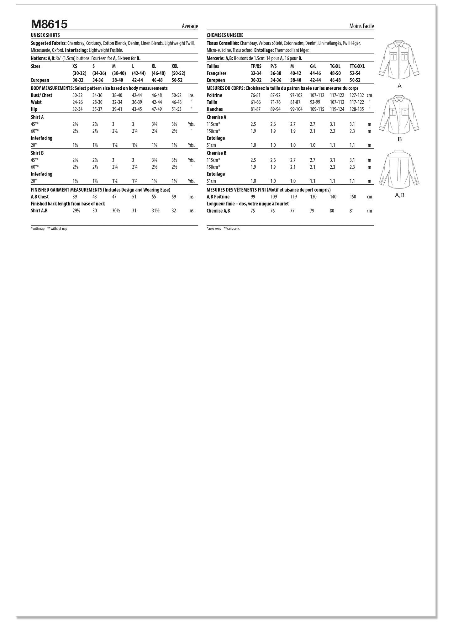 McCall's Pattern M8615 Unisex Top Vest