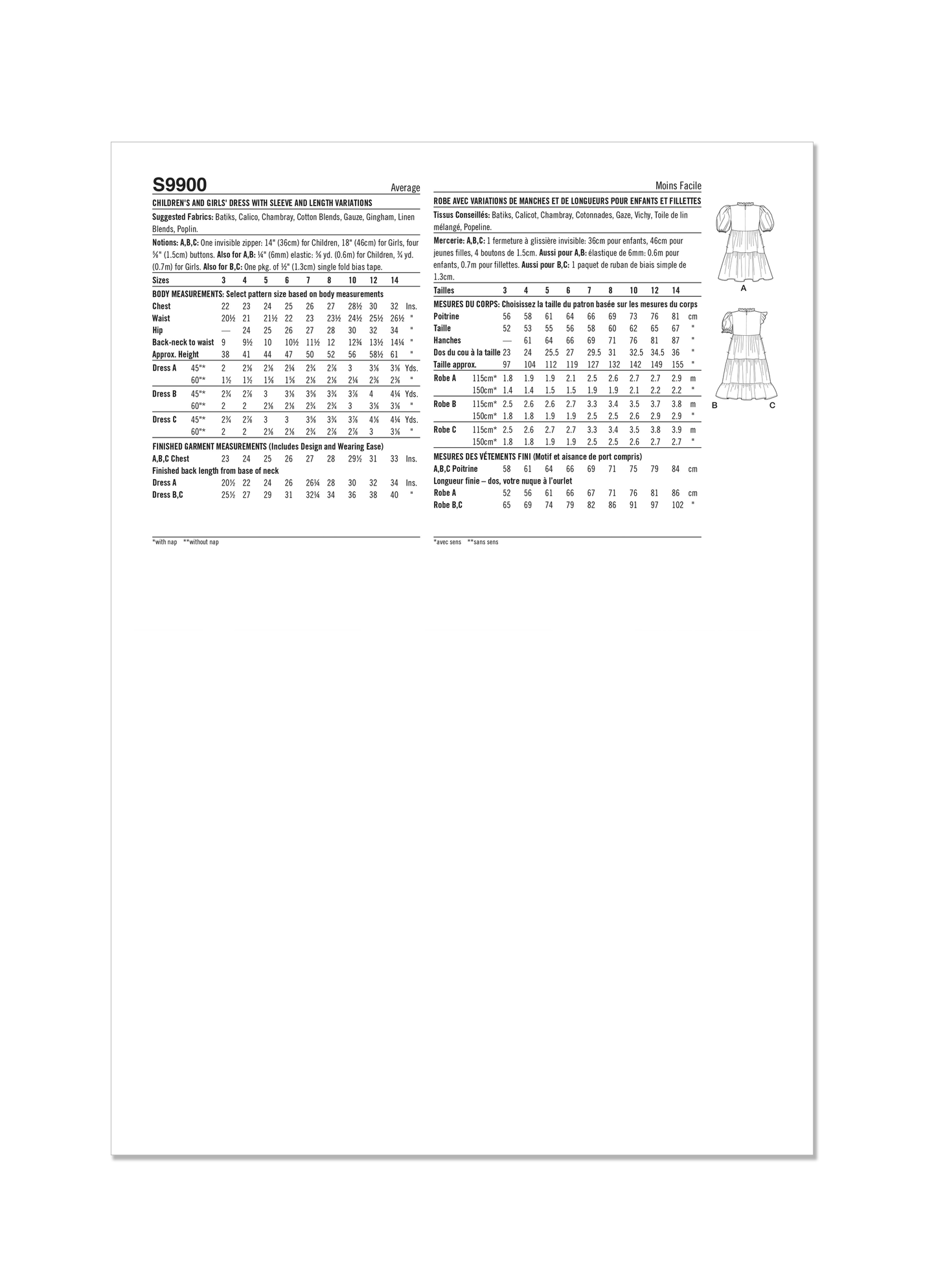 Simplicity Pattern 9900 Child Girl Dress