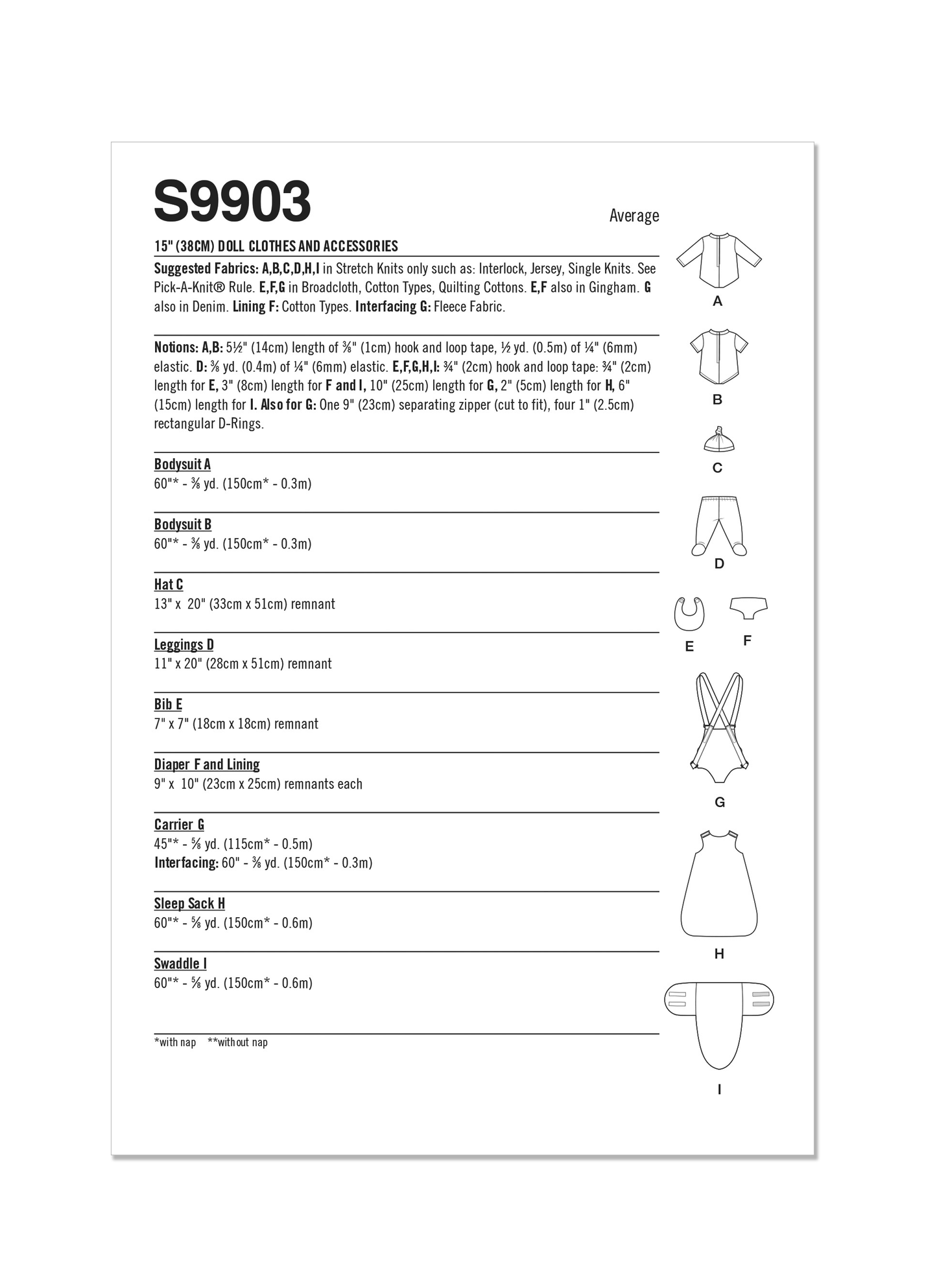 Simplicity Pattern 9903 Doll Clothes