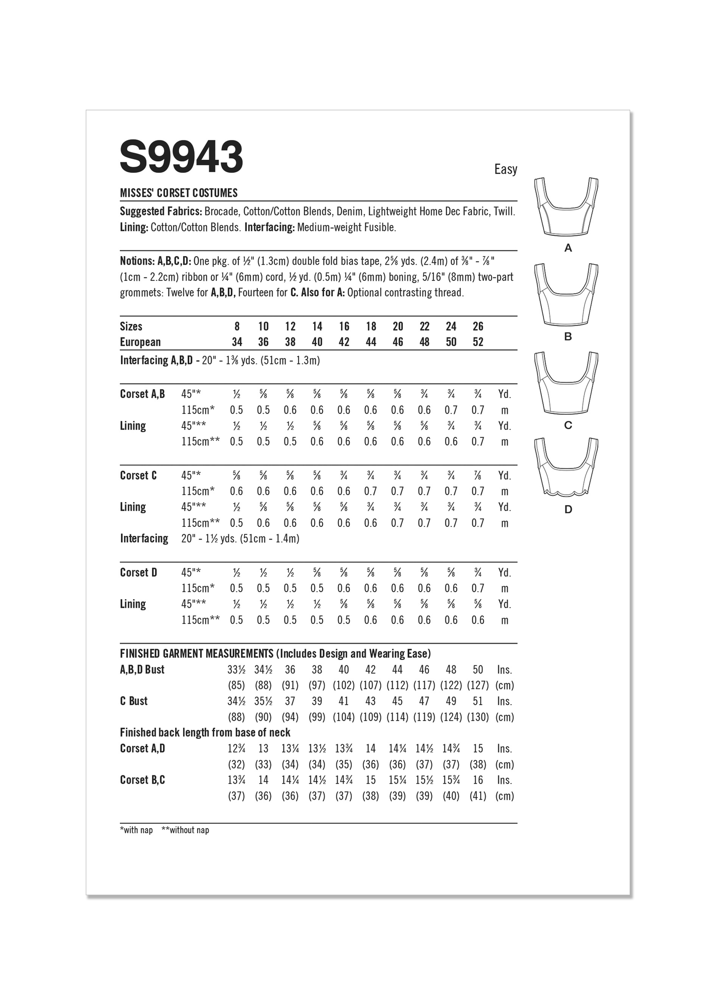 Simplicity Pattern S9943 Misses' Costume