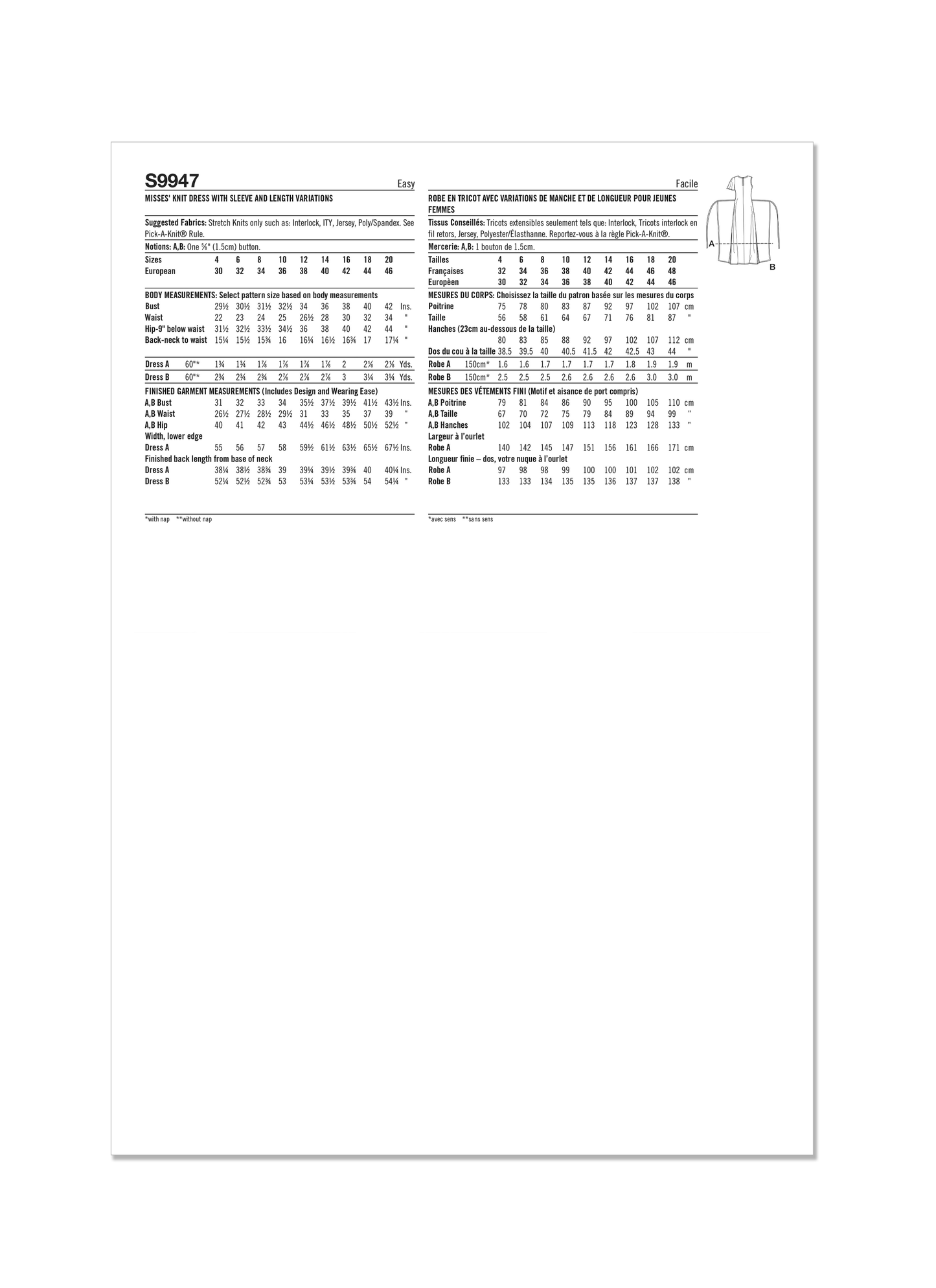 Simplicity Pattern 9947 Misses' Dress