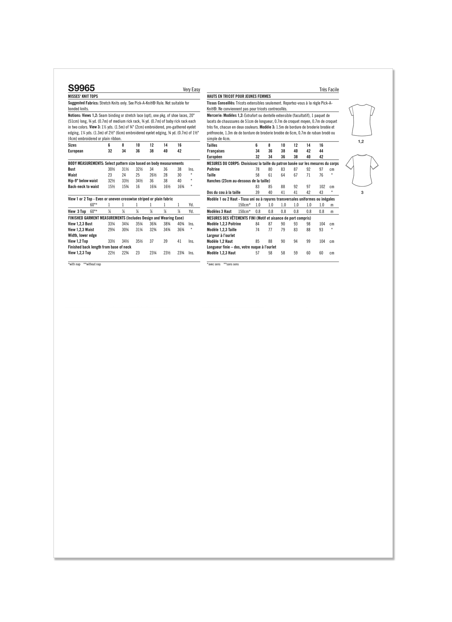 Simplicity Pattern 9965 Misses' Top Vest