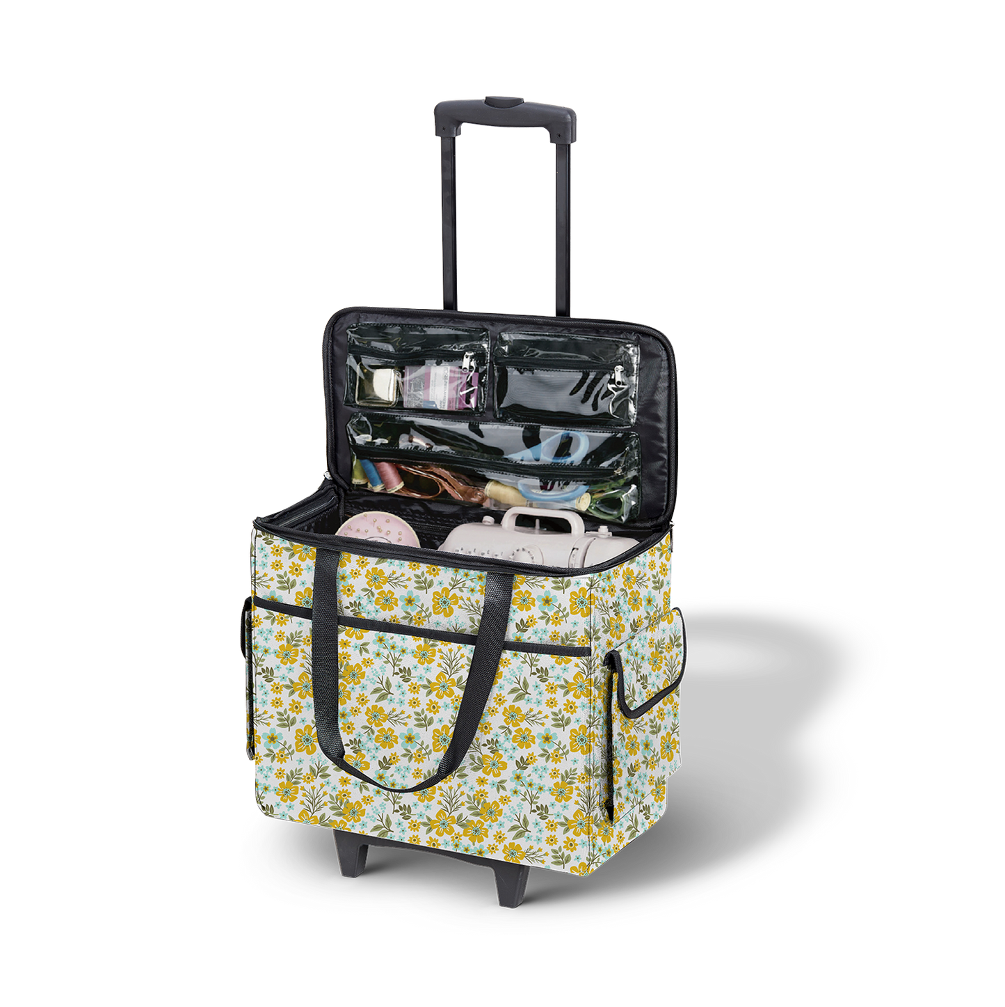 Printed Sewing Machine Trolley Bag, Yellow