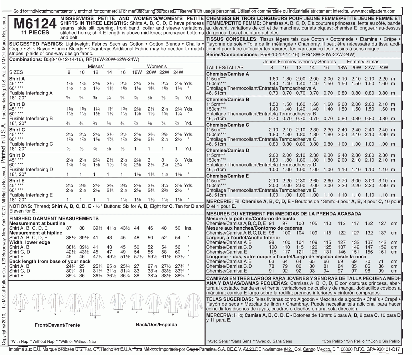 McCall's Pattern M6124 B5 (8-10-12-14-16)