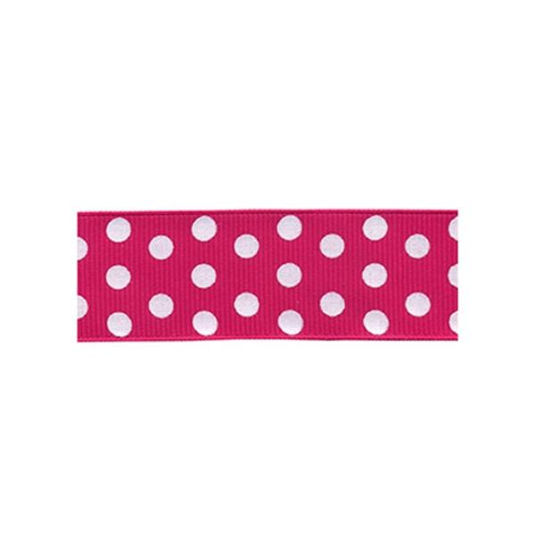 Sullivans Grosgrain, Dots Hot Pink- 25mmx4m