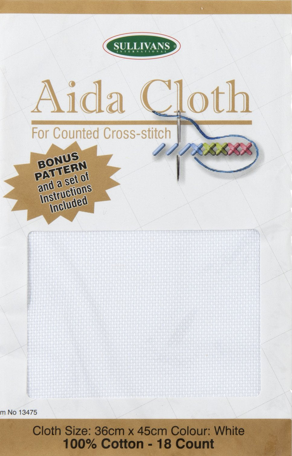Aida Cloth 18 Count, White - 36 x 45 cm