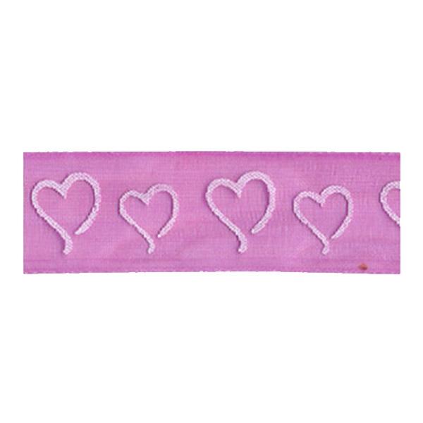 Sullivans Organza Ribbon, Curly Heart Pink- 15mm