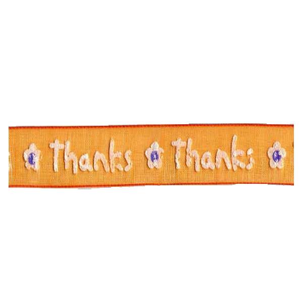 Sullivans Organza Ribbon, Thanks Orange- 15mm