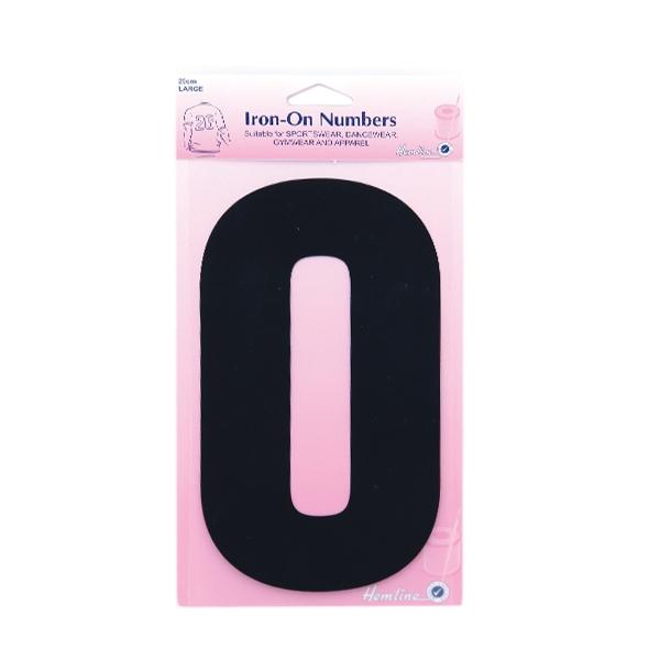 Hemline Iron On Numeral, Black 0- 20cm