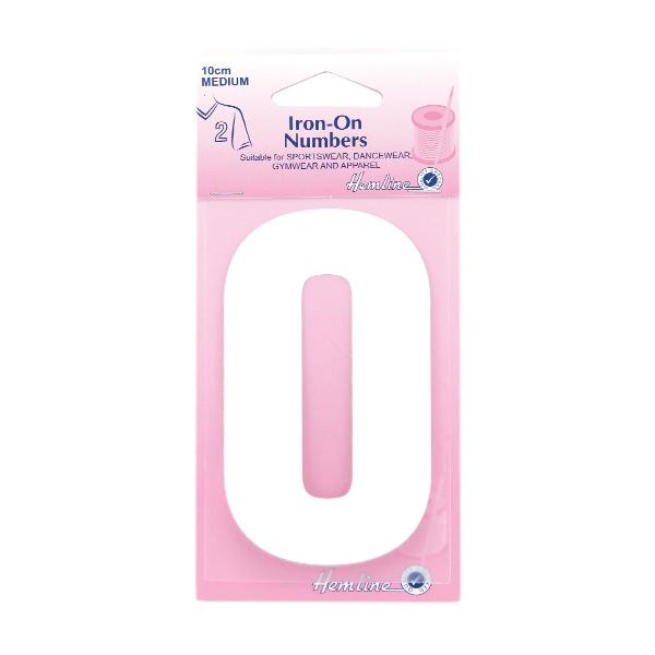 Hemline Iron On Numeral, White 0- 10cm