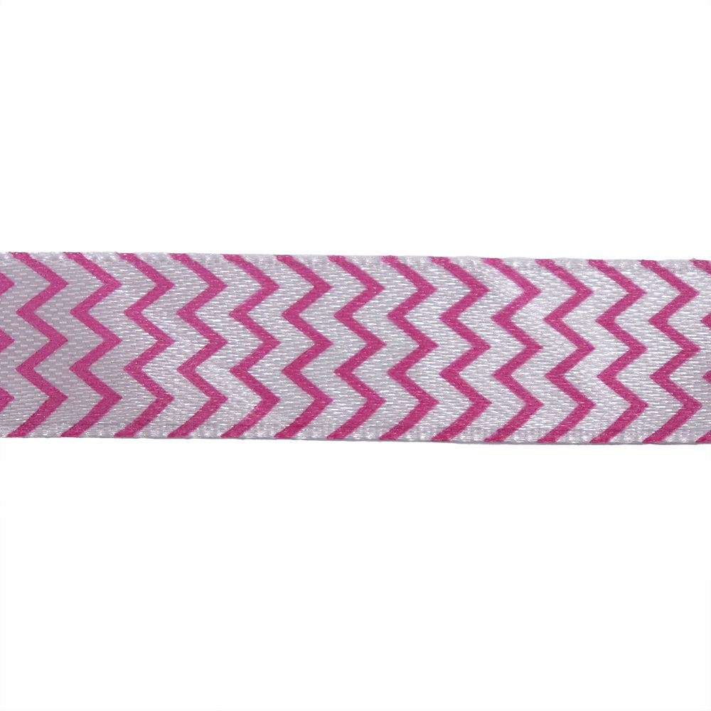 Sullivans Satin Ribbon, Chevron Hot Pink- 25mm