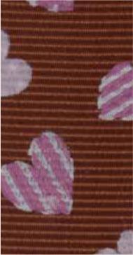 Bowtique Grosgrain Ribbon, Chocolate Hearts- 15mm x 5m