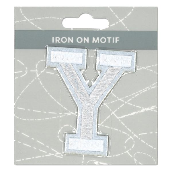 Sullivans Iron On Motif, White Y- 75mm
