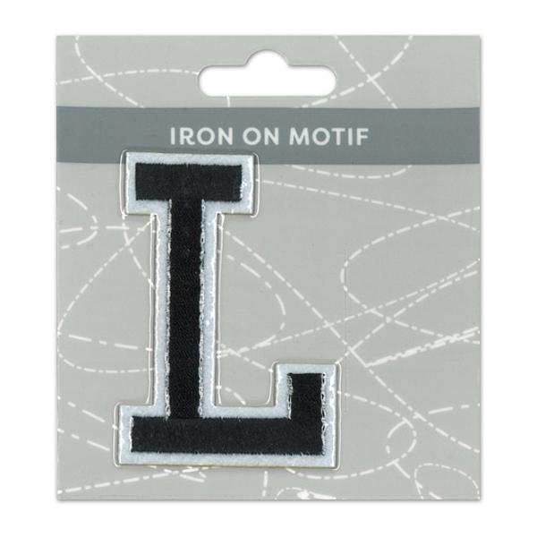 Sullivans Iron On Motif, Black L- 75mm