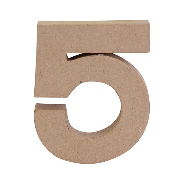 Makr Paper Mache, Small Numeral 5- 4"