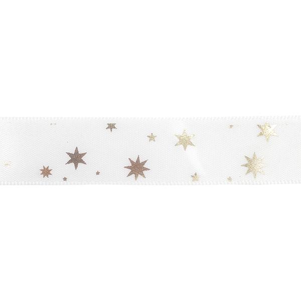Makr Ribbon, White Satin with Gold Star- 16mmx4.5m