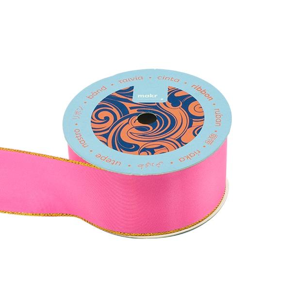 Makr Ribbon, Gold Edge Hot Pink Satin- 38mmx3.6m