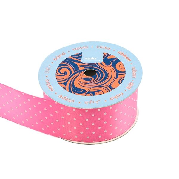 Makr Ribbon, Small Dots Pink Satin- 38mmx3.6m