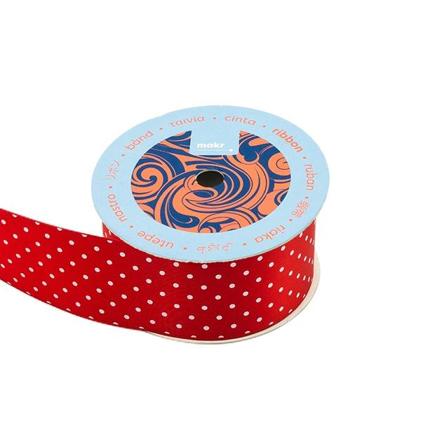 Makr Ribbon, Small Dots Red Satin- 38mmx3.6m