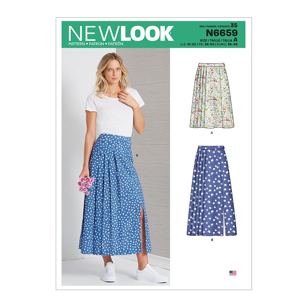Newlook Pattern N6659 Misses' Pleated Skirt With Or Without Front