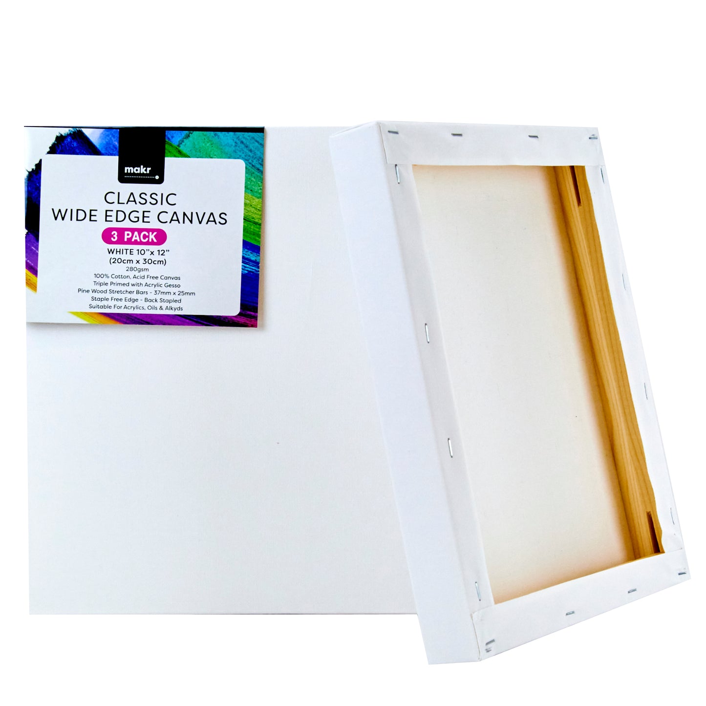 Makr Classic Wide Edge Value Pack Canvas, 3pk- 25cmx30cm