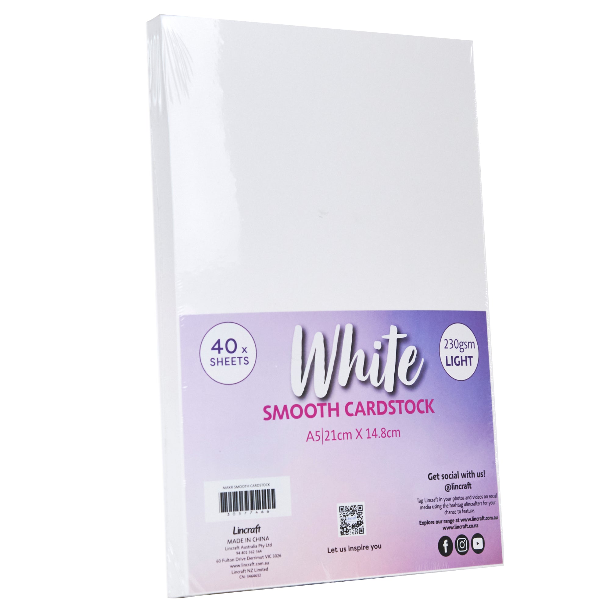 Makr Smooth Lightweight Cardstock, White A5 Lincraft New Zealand