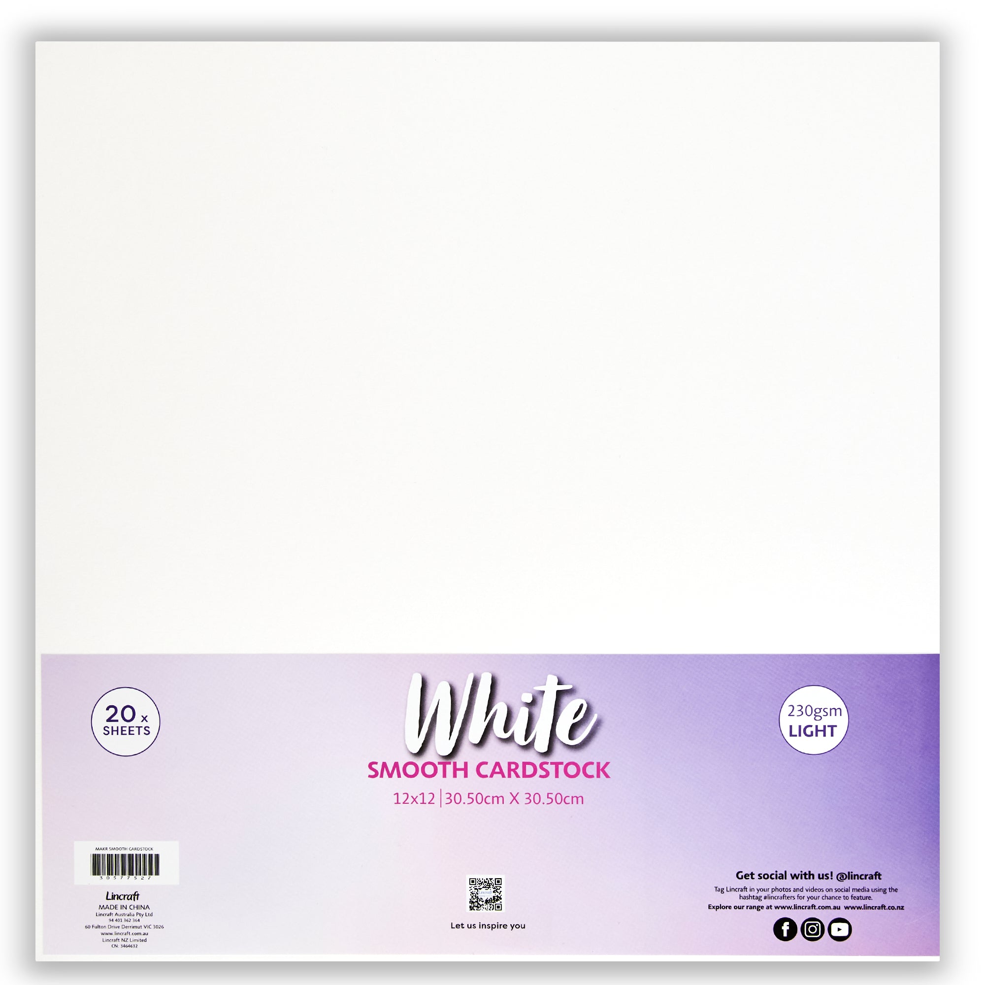 Makr Smooth Lightweight Cardstock, White- 12x12in – Lincraft New Zealand