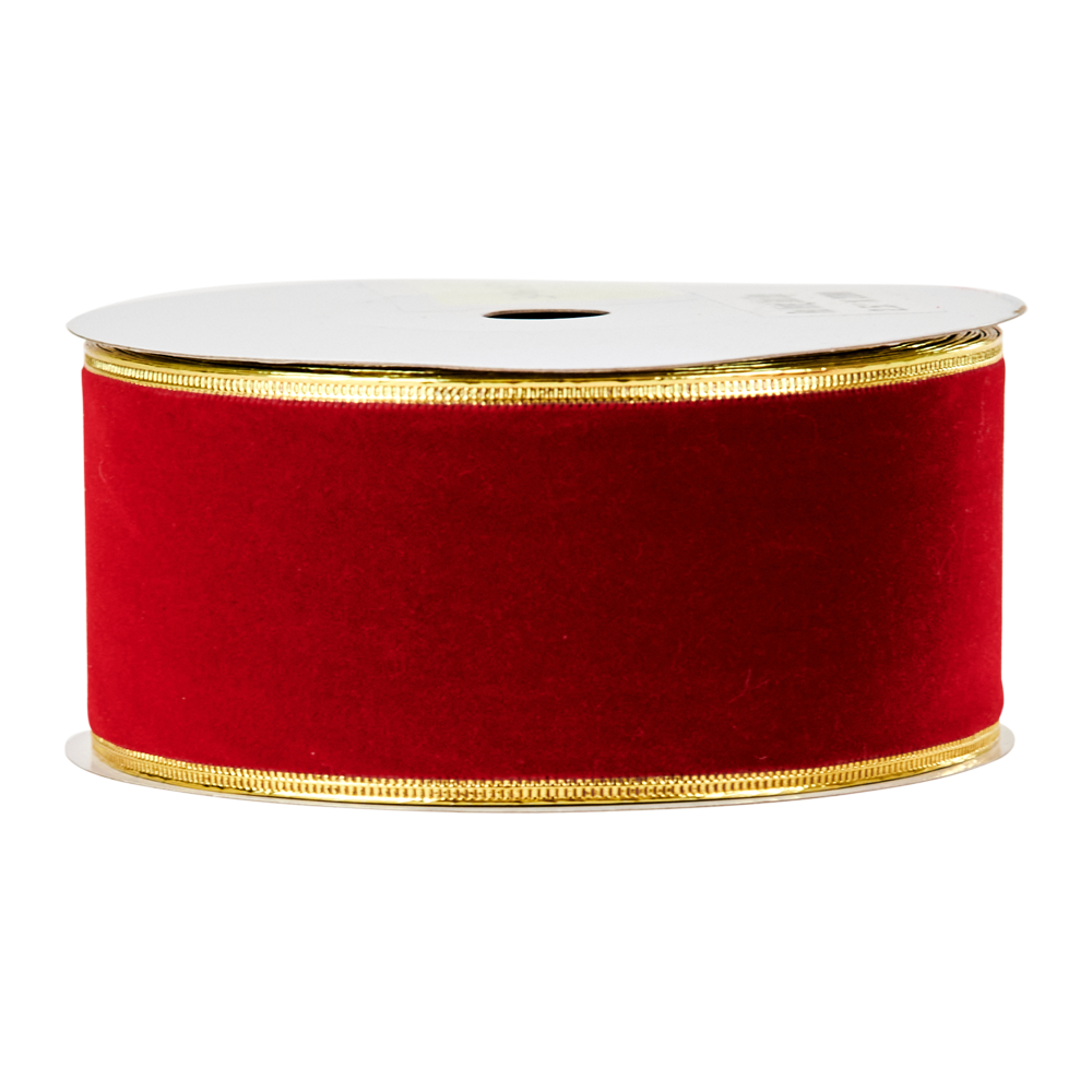 Bostrip Wired Velvet Ribbon, Red- 2.5"X20m