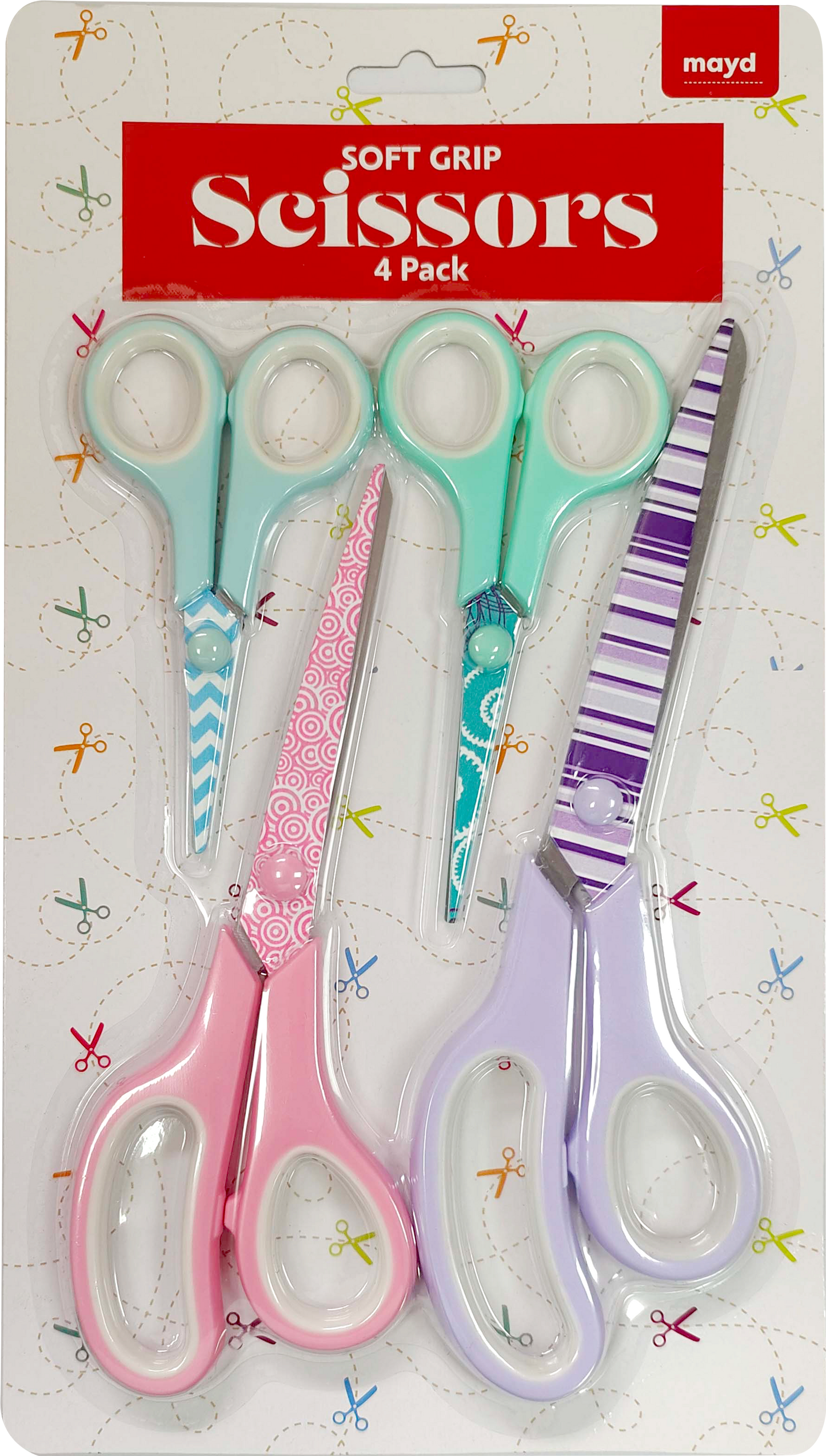 Mayd Soft Grip Scissors-4pk