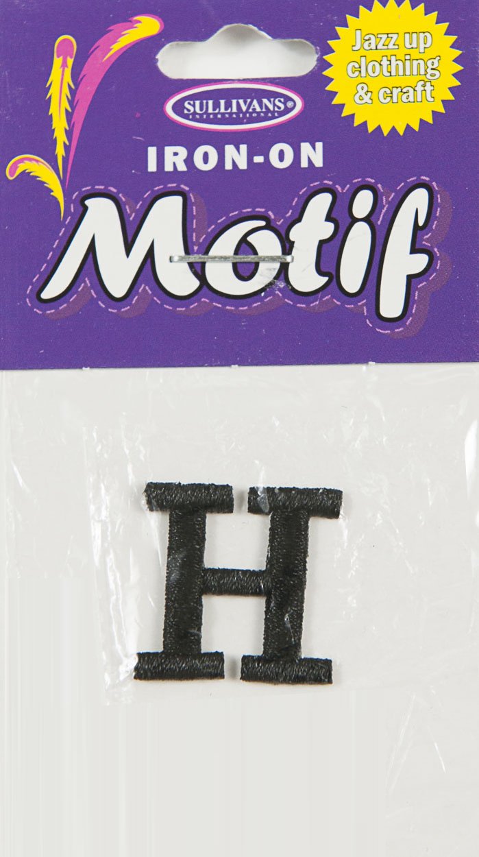 Iron On Motif Letter H, Black - 20mm - Sullivans