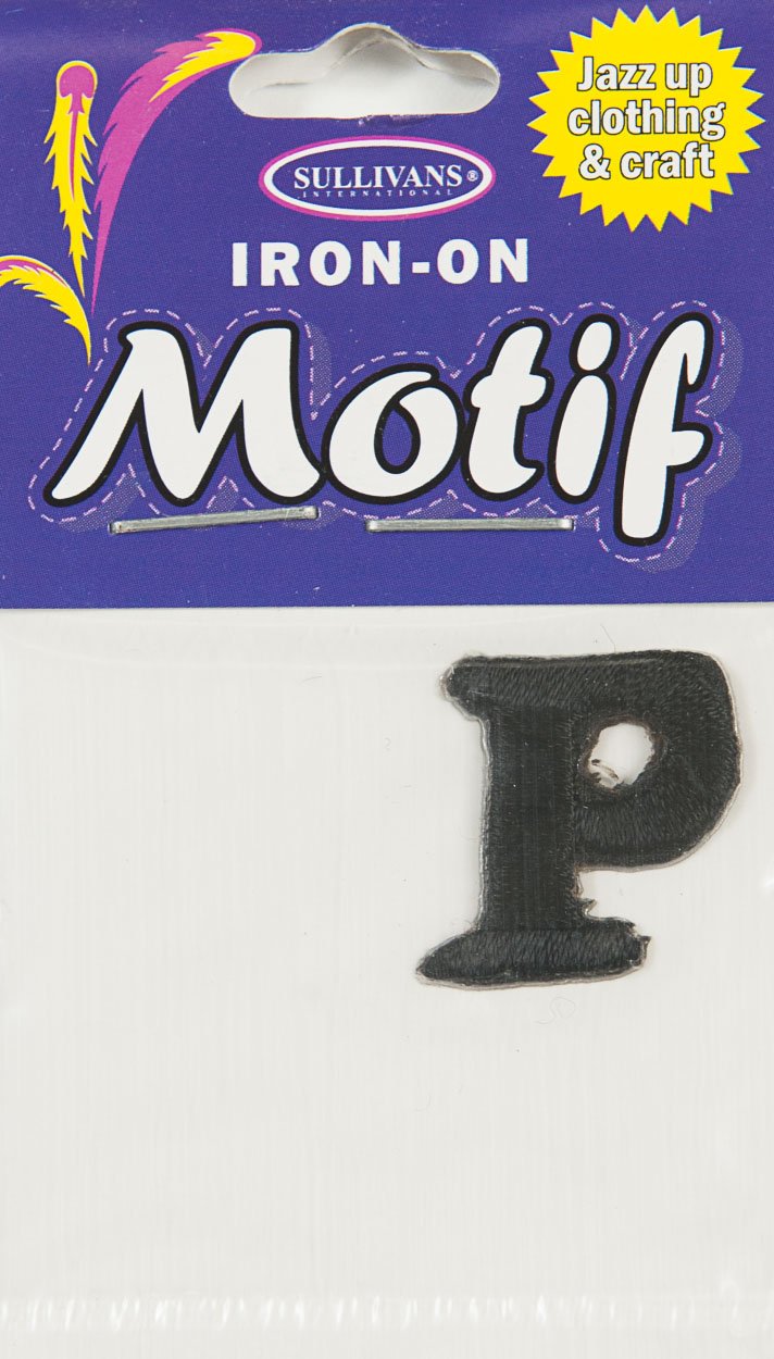 Iron On Motif Letter P, Black - 20mm - Sullivans