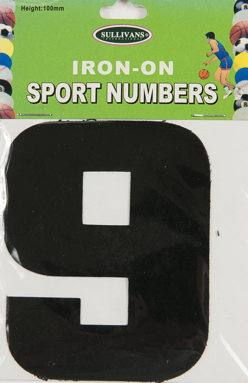 Sullivans Iron On Number 9, Black- 10cm