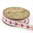Bowtique Cotton Ribbon, Pink Hearts- 15mm x 5m